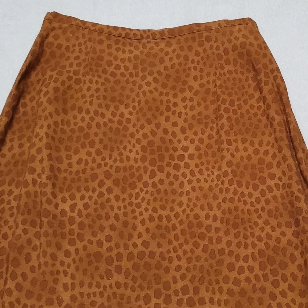 80s Vintage F.L. Malik Spotted Giraffe Print High Rise Back Slit Maxi Skirt 10